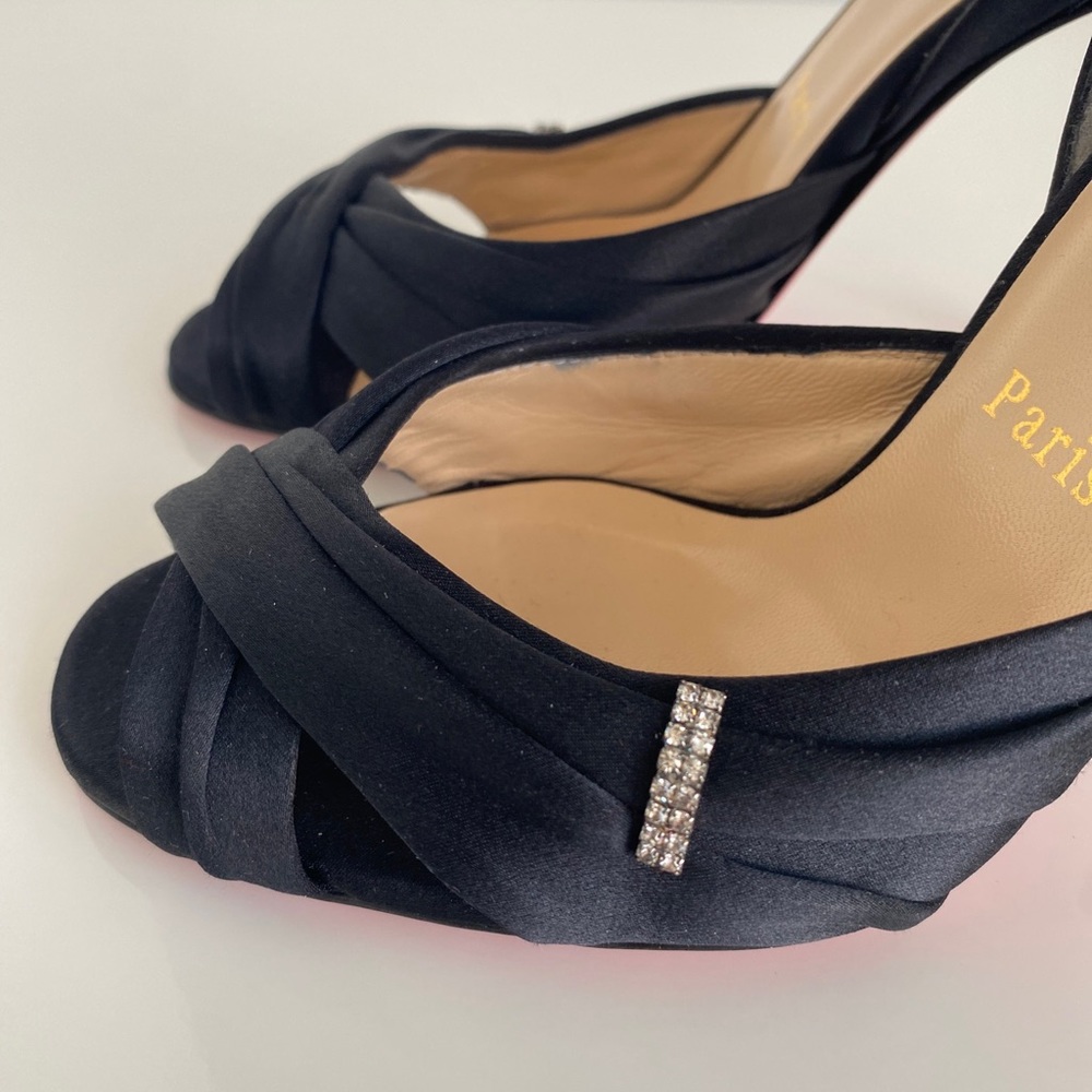 Christian Louboutin Black Satin Tres Ophrah 100 Stiletto Heels Pumps size 36 - Picture 13 of 17